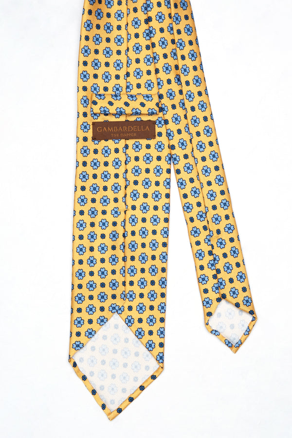 3-Fold Untipped Caracciolo Luxury English Silk – Floral Pattern Yellow