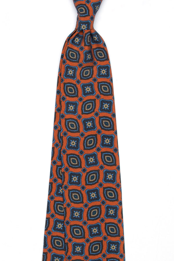 3-Fold Untipped Capua Luxury Madder Silk Tie – Medallion Orange