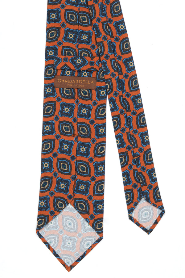3-Fold Untipped Capua Luxury Madder Silk Tie – Medallion Orange