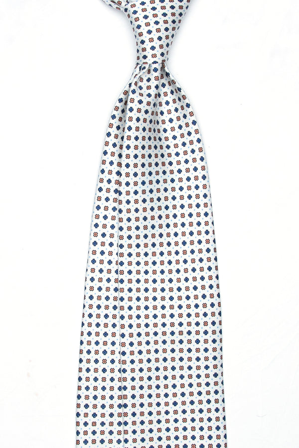 3-Fold Untipped Positano Luxury English Silk – Floral White