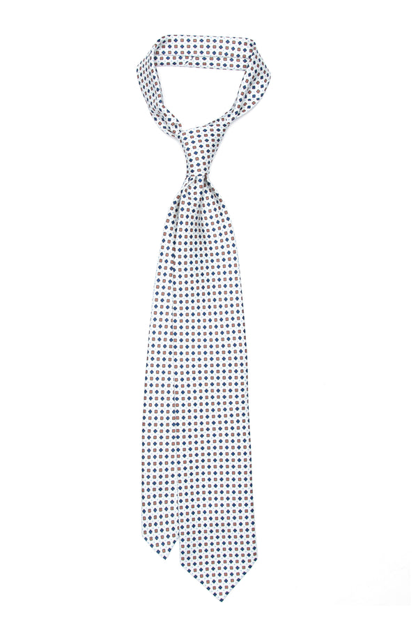 3-Fold Untipped Positano Luxury English Silk – Floral White