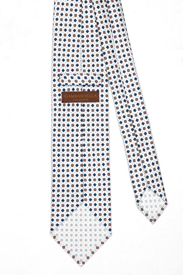 3-Fold Untipped Positano Luxury English Silk – Floral White