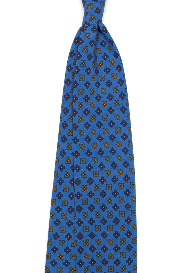3-Fold Untipped Capua Luxury Madder Silk Tie – Floral Royal Blue