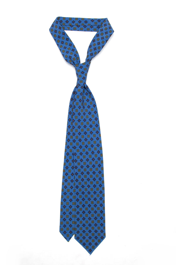 3-Fold Untipped Capua Luxury Madder Silk Tie – Floral Royal Blue