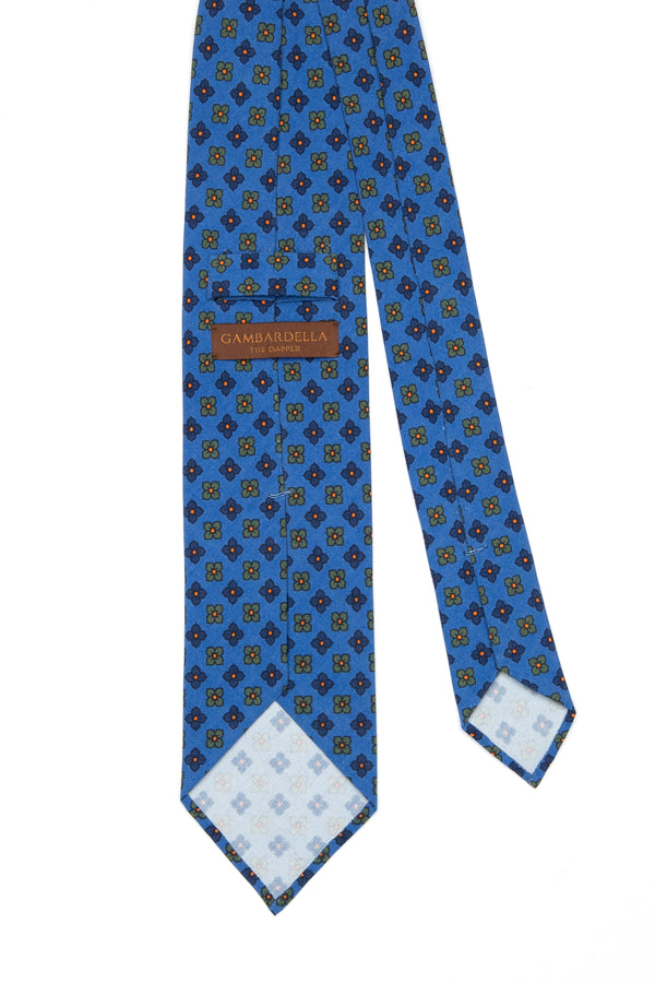 3-Fold Untipped Capua Luxury Madder Silk Tie – Floral Royal Blue