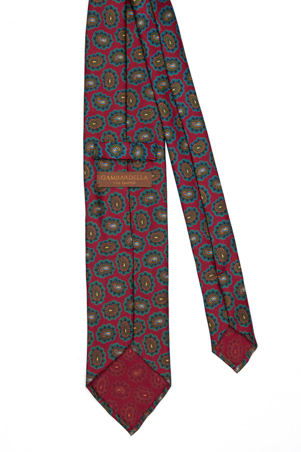 3-Fold Untipped Chiaia Luxury English Silk – Amulet  Pattern Burgundy