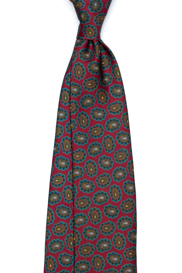 3-Fold Untipped Chiaia Luxury English Silk – Amulet  Pattern Burgundy