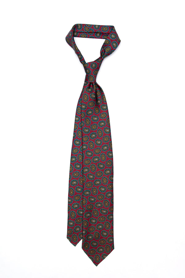 3-Fold Untipped Chiaia Luxury English Silk – Amulet  Pattern Burgundy
