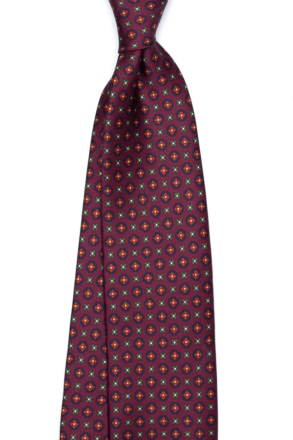 3-Fold Untipped Capri Luxury English Silk – Floral Burgundy