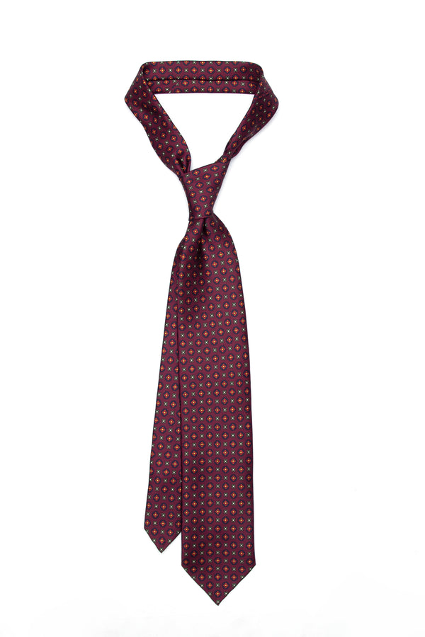 3-Fold Untipped Capri Luxury English Silk – Floral Burgundy