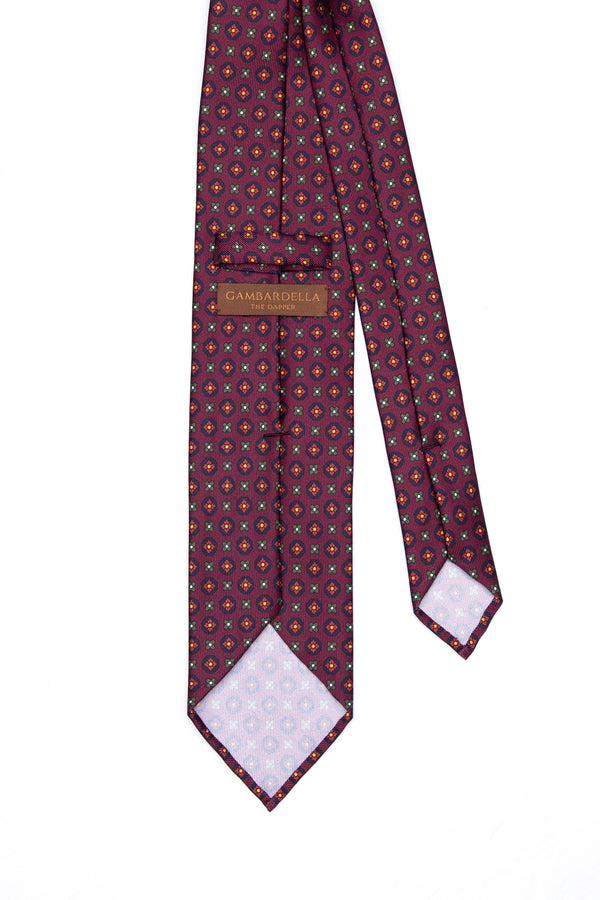 3-Fold Untipped Capri Luxury English Silk – Floral Burgundy