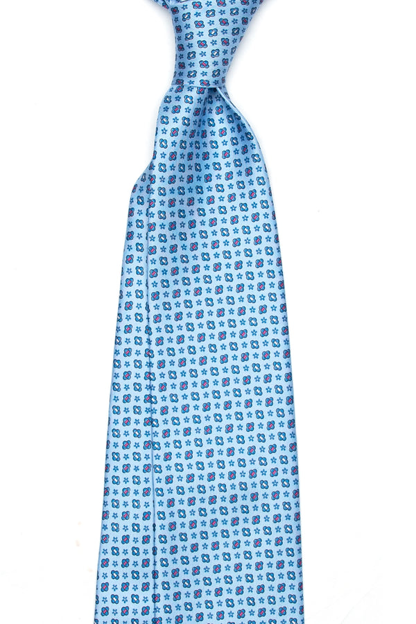 3-Fold Untipped Capri Luxury English Silk – Floral Royal Blue