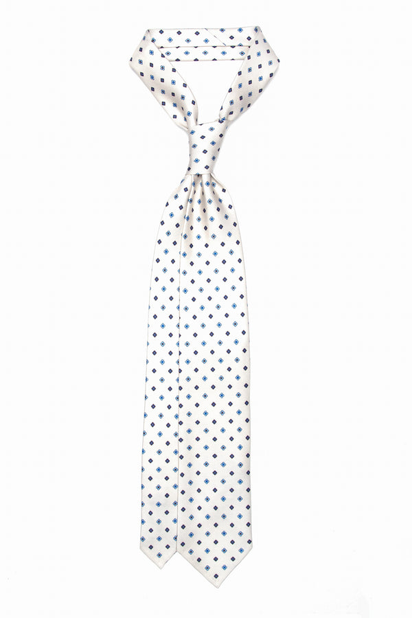 3-Fold Untipped Positano Luxury English Silk – Floral White Ivory