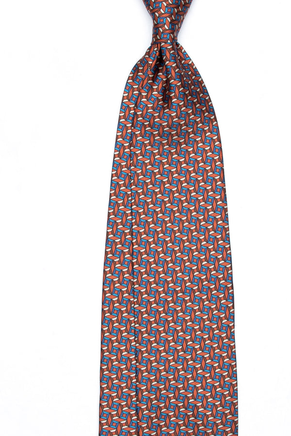 3-Fold Untipped Borbone Twill Silk – Cubic Pattern Orange Rust