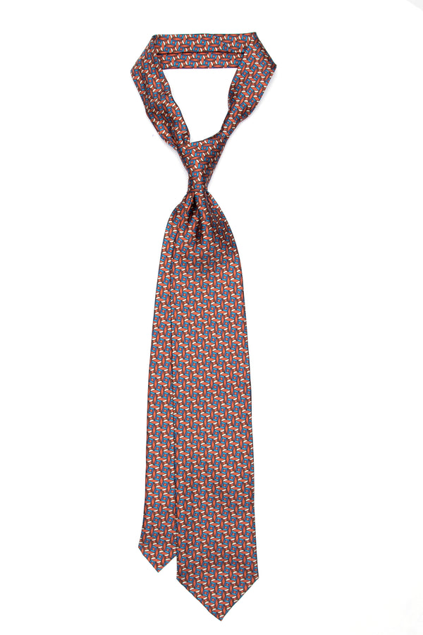 3-Fold Untipped Borbone Twill Silk – Cubic Pattern Orange Rust
