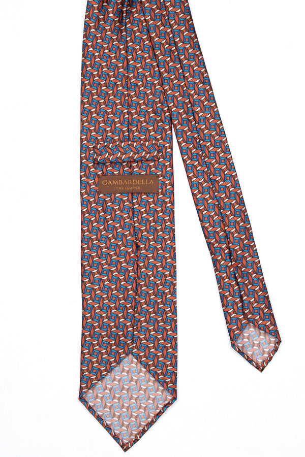 3-Fold Untipped Borbone Twill Silk – Cubic Pattern Orange Rust