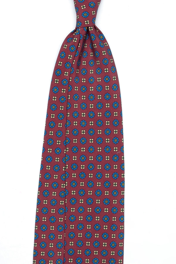 3-Fold Untipped Capua Luxury Madder Silk Tie – Floral Dark Bordeaux