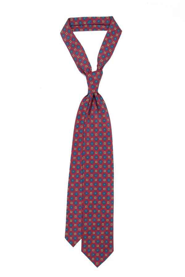 3-Fold Untipped Capua Luxury Madder Silk Tie – Floral Dark Bordeaux