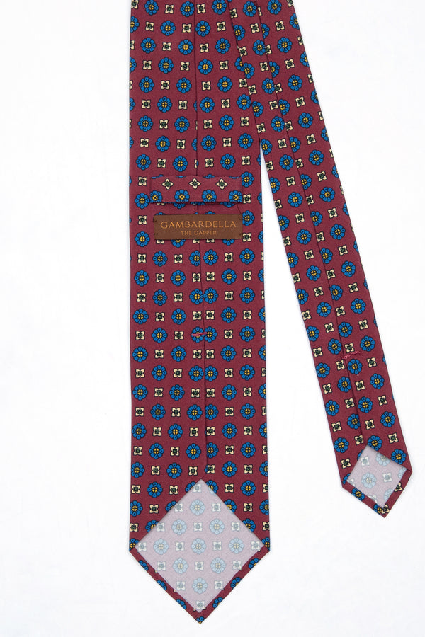 3-Fold Untipped Capua Luxury Madder Silk Tie – Floral Dark Bordeaux
