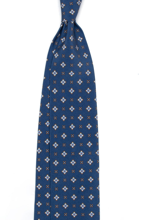3-Fold Untipped Capua Luxury Madder Silk Tie – Floral Blue
