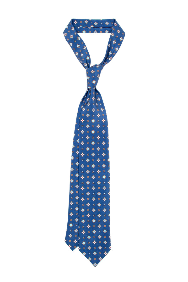 3-Fold Untipped Capua Luxury Madder Silk Tie – Floral Blue