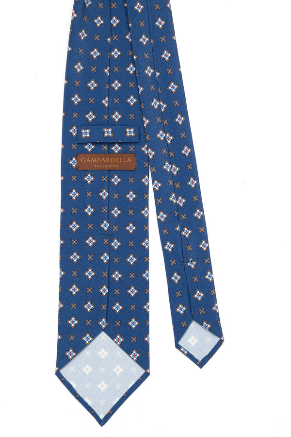 3-Fold Untipped Capua Luxury Madder Silk Tie – Floral Blue