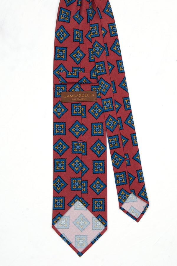 3-Fold Untipped Capua Luxury Madder Silk Tie – Medallion Red