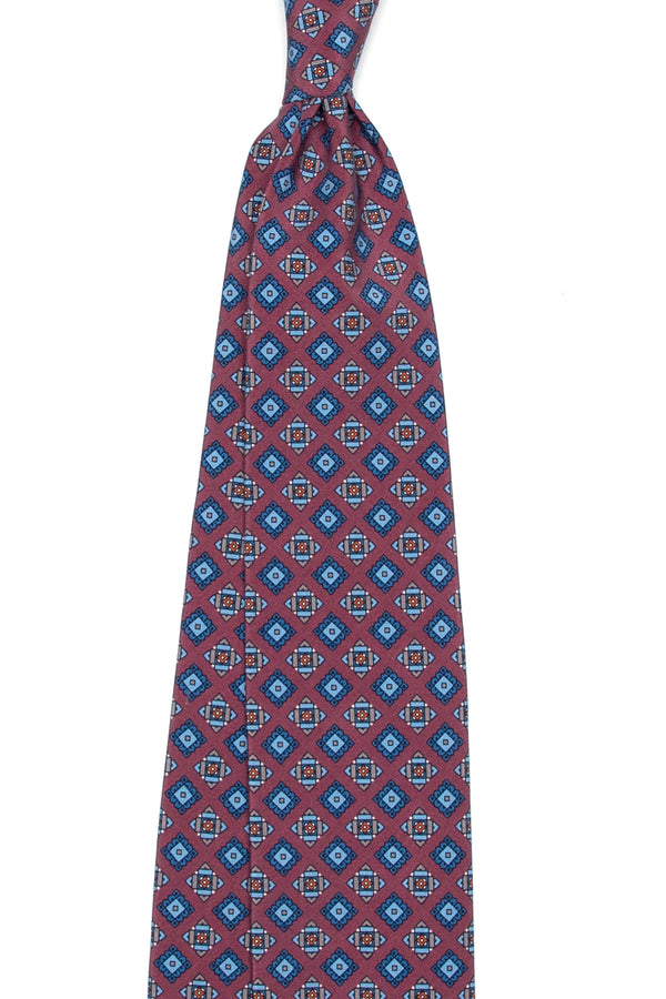 3-Fold Untipped Capua Luxury Madder Silk Tie – Cube Bordeaux