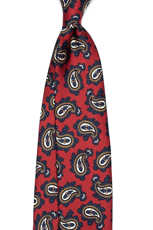 3-Fold Untipped Chiaia Luxury English Silk – Amulet  Pattern Rust