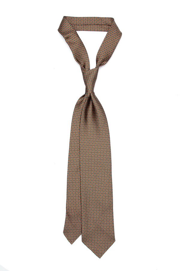 3-Fold Untipped Borbone Twill Silk – Cubic Pattern Green Olive