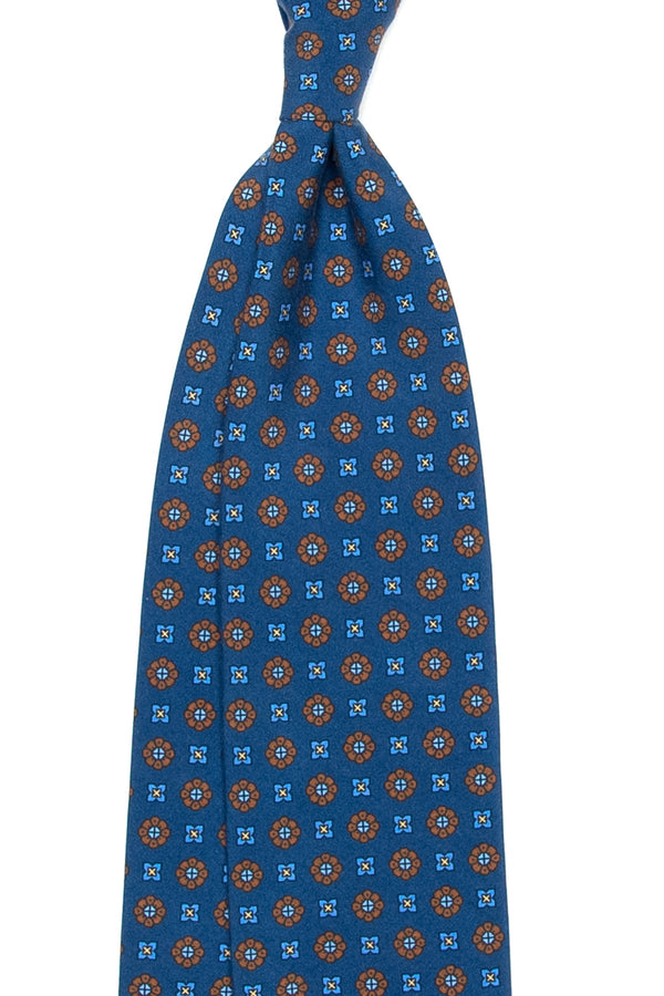 3-Fold Untipped Capua Luxury Madder Silk Tie – Floral Blue Avion