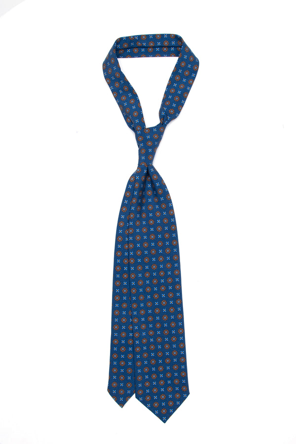 3-Fold Untipped Capua Luxury Madder Silk Tie – Floral Blue Avion