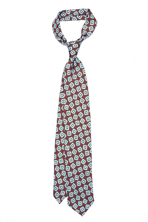 3-Fold Untipped Rada Woven Silk – Cubic Medallion Brown