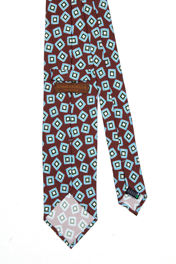 3-Fold Untipped Rada Woven Silk – Cubic Medallion Brown