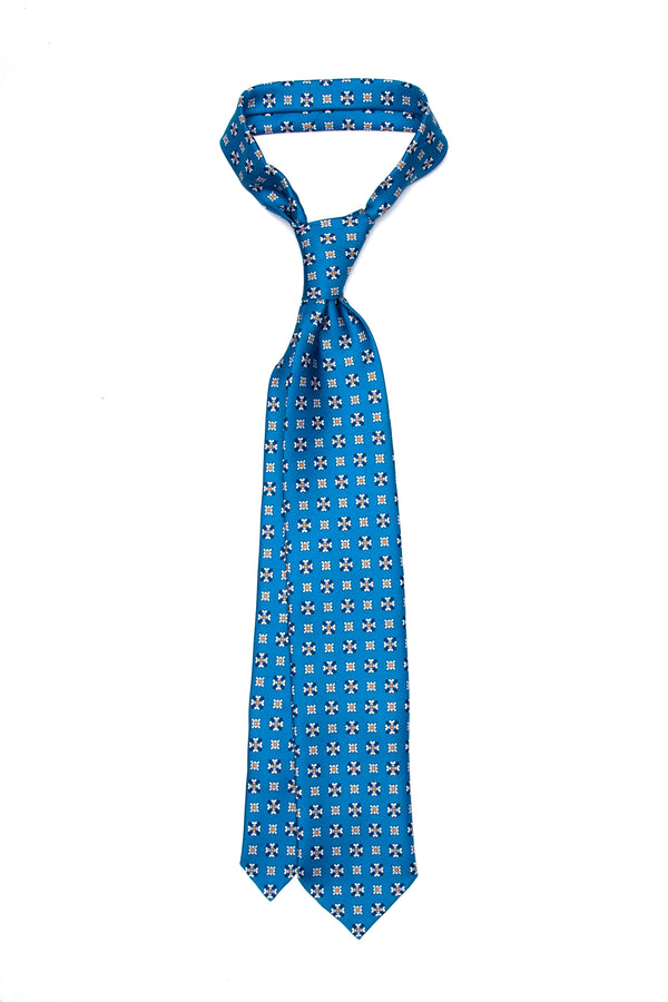 3-Fold Untipped Caracciolo Luxury English Silk – Floral Pattern Turquoise