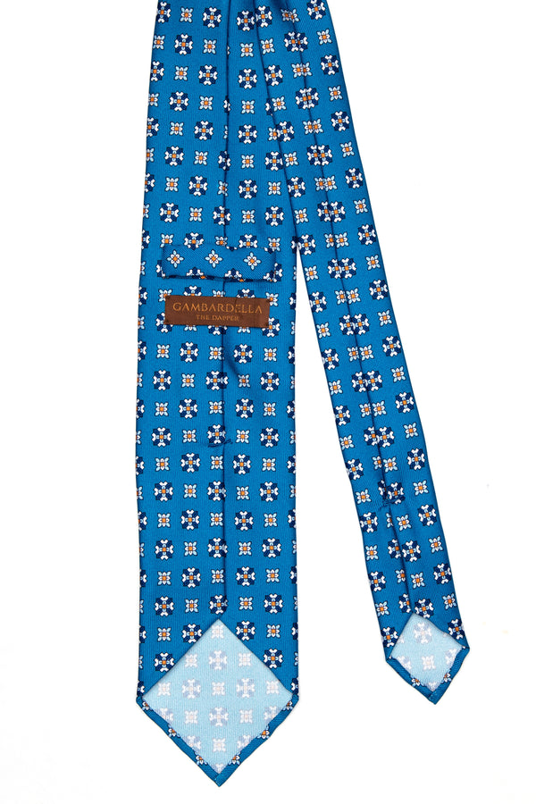 3-Fold Untipped Caracciolo Luxury English Silk – Floral Pattern Turquoise
