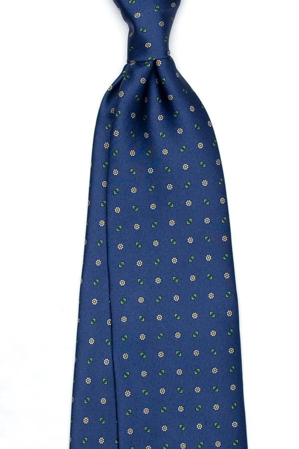 3-Fold Untipped Capri Luxury English Silk –Floral Navy Blue