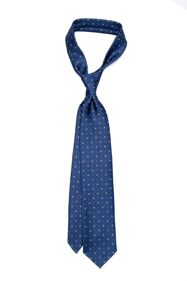 3-Fold Untipped Capri Luxury English Silk –Floral Navy Blue