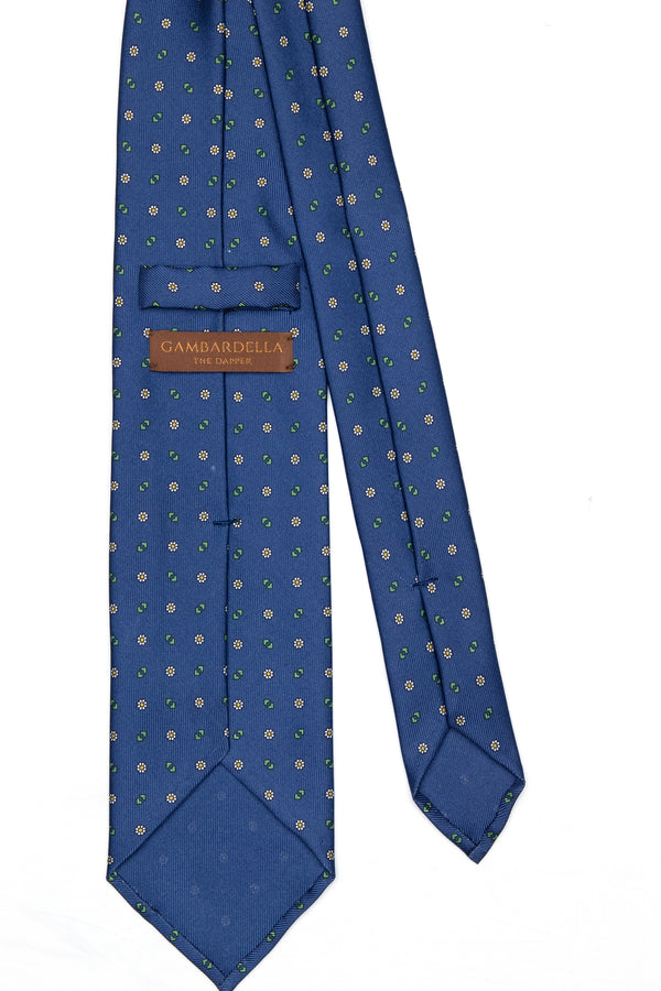 3-Fold Untipped Capri Luxury English Silk –Floral Navy Blue