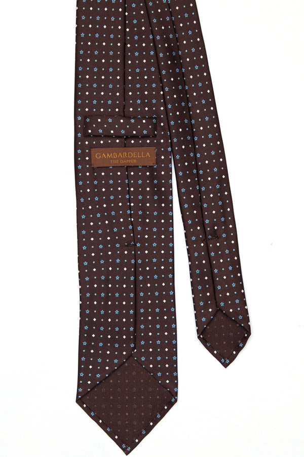 3-Fold Untipped Capri Luxury English Silk – Floral Brown