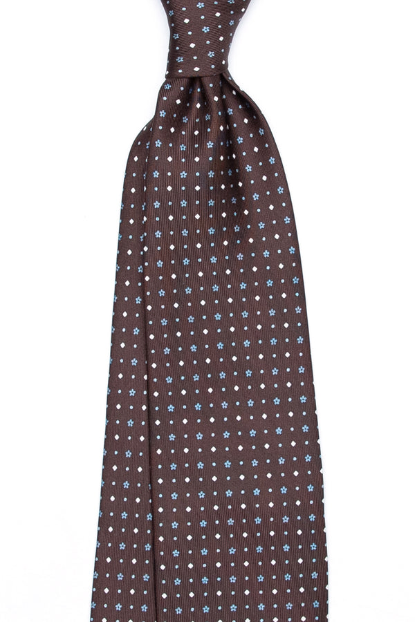 3-Fold Untipped Capri Luxury English Silk – Floral Brown