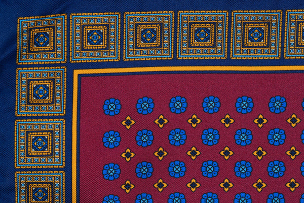 Mazequita Luxury Silk Pocket Square – Bordeaux/Blue