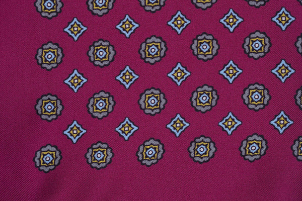 Medici Pattern Luxury Silk Pocket Square – Bordeaux