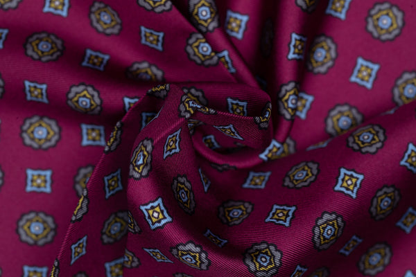 Medici Pattern Luxury Silk Pocket Square – Bordeaux