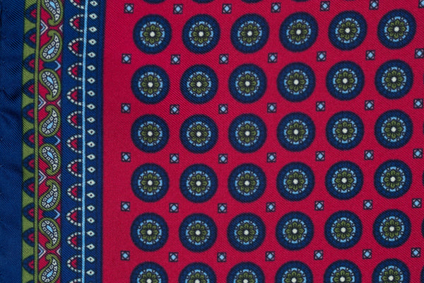Panteon Luxury Silk Pocket Square –Dark Pink/Blue