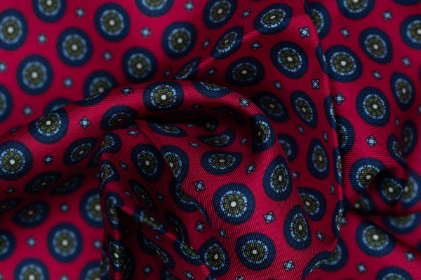 Panteon Luxury Silk Pocket Square –Dark Pink/Blue