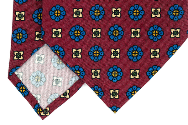 3-Fold Untipped Capua Luxury Madder Silk Tie – Floral Dark Bordeaux