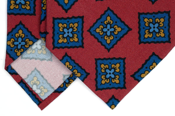 3-Fold Untipped Capua Luxury Madder Silk Tie – Medallion Red