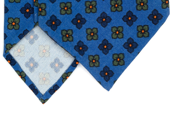 3-Fold Untipped Capua Luxury Madder Silk Tie – Floral Royal Blue