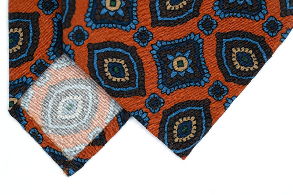 3-Fold Untipped Capua Luxury Madder Silk Tie – Medallion Orange